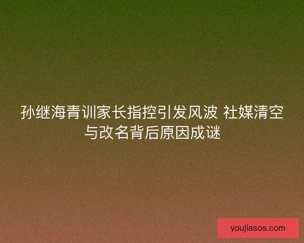 孙继海青训家长指控引发风波 社媒清空与改名背后原因成谜