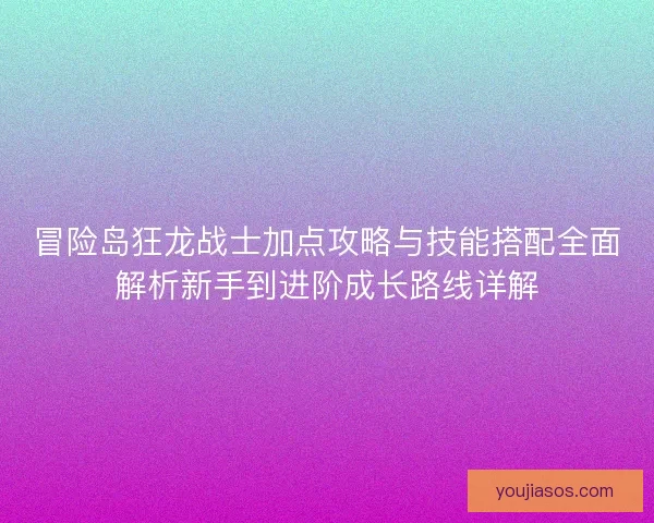 冒险岛狂龙战士加点攻略与技能搭配全面解析新手到进阶成长路线详解