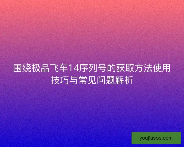 围绕极品飞车14序列号的获取方法使用技巧与常见问题解析