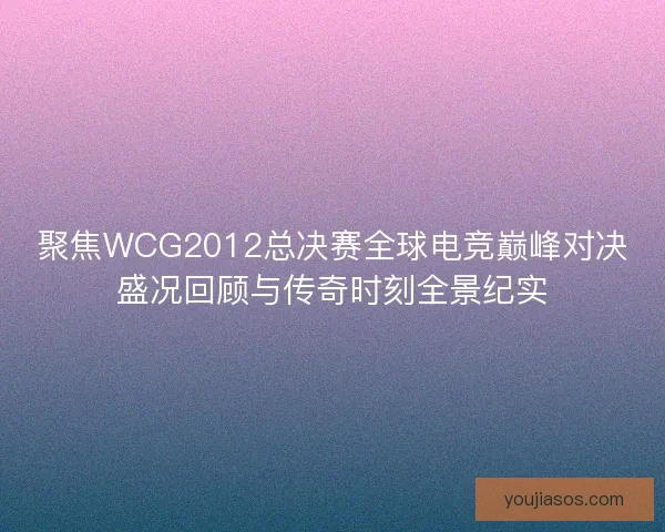 聚焦WCG2012总决赛全球电竞巅峰对决盛况回顾与传奇时刻全景纪实